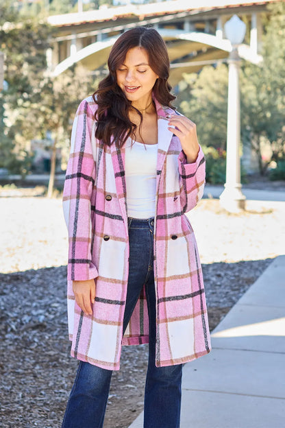 Plaid Button Up Lapel Collar Coat — Livostyle