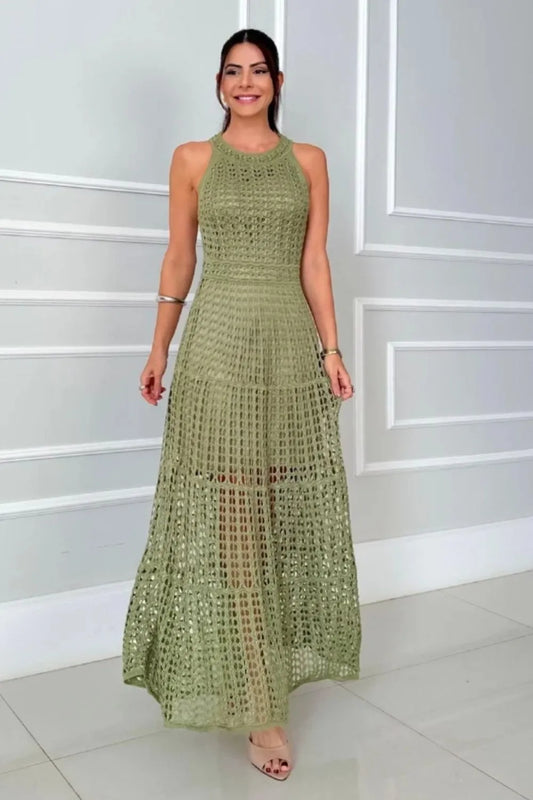 Hollowed-Out Sleeveless Maxi Dress — Livostyle