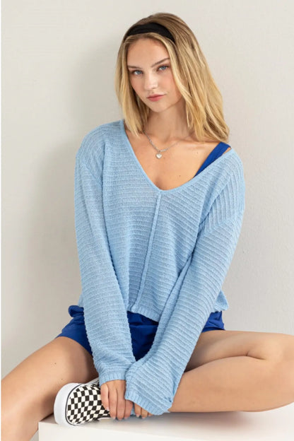Chic V-Neck Striped Long Sleeve Top for All Seasons — Livostyle