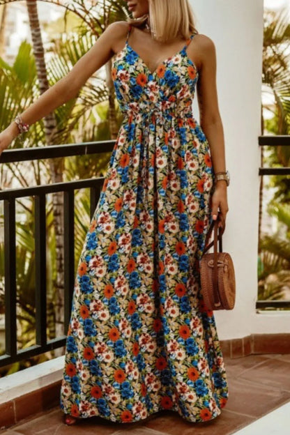 Printed Smocked Ruched Spaghetti Strap Maxi Dress – photo 10