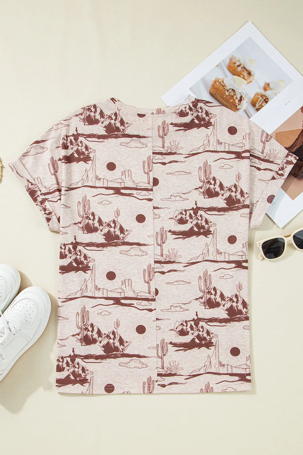 Printed Round Neck Short Sleeve T-Shirt styling — Livostyle