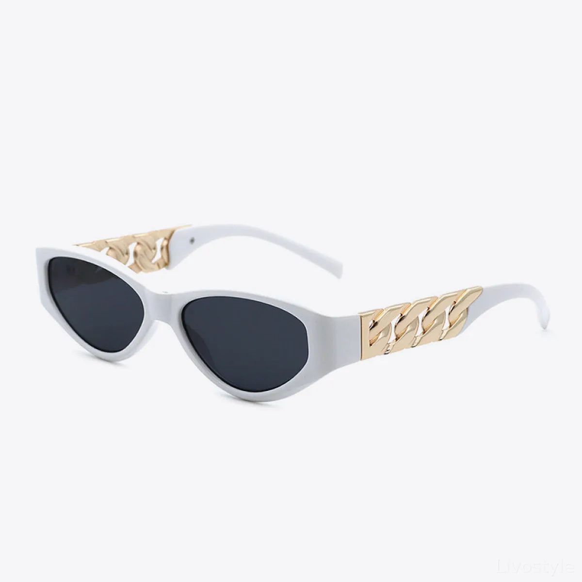 Chain Detail Temple Cat Eye Sunglasses — square view — Livostyle