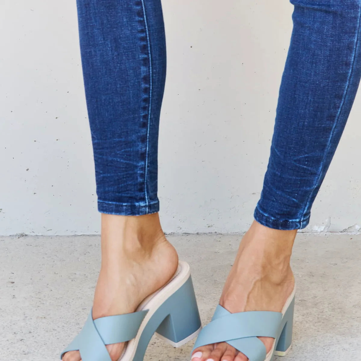 Cherish The Moments Contrast Platform Sandals in Misty Blue — square view — Livostyle