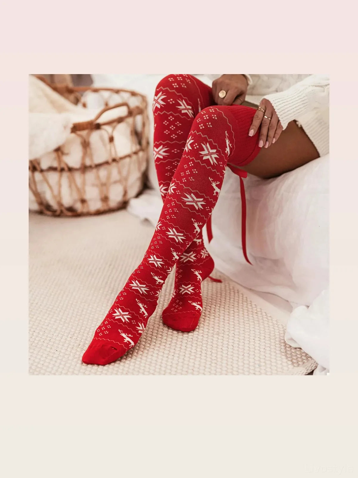 Christmas Bow Knee-High Socks — styled showcase — Livostyle