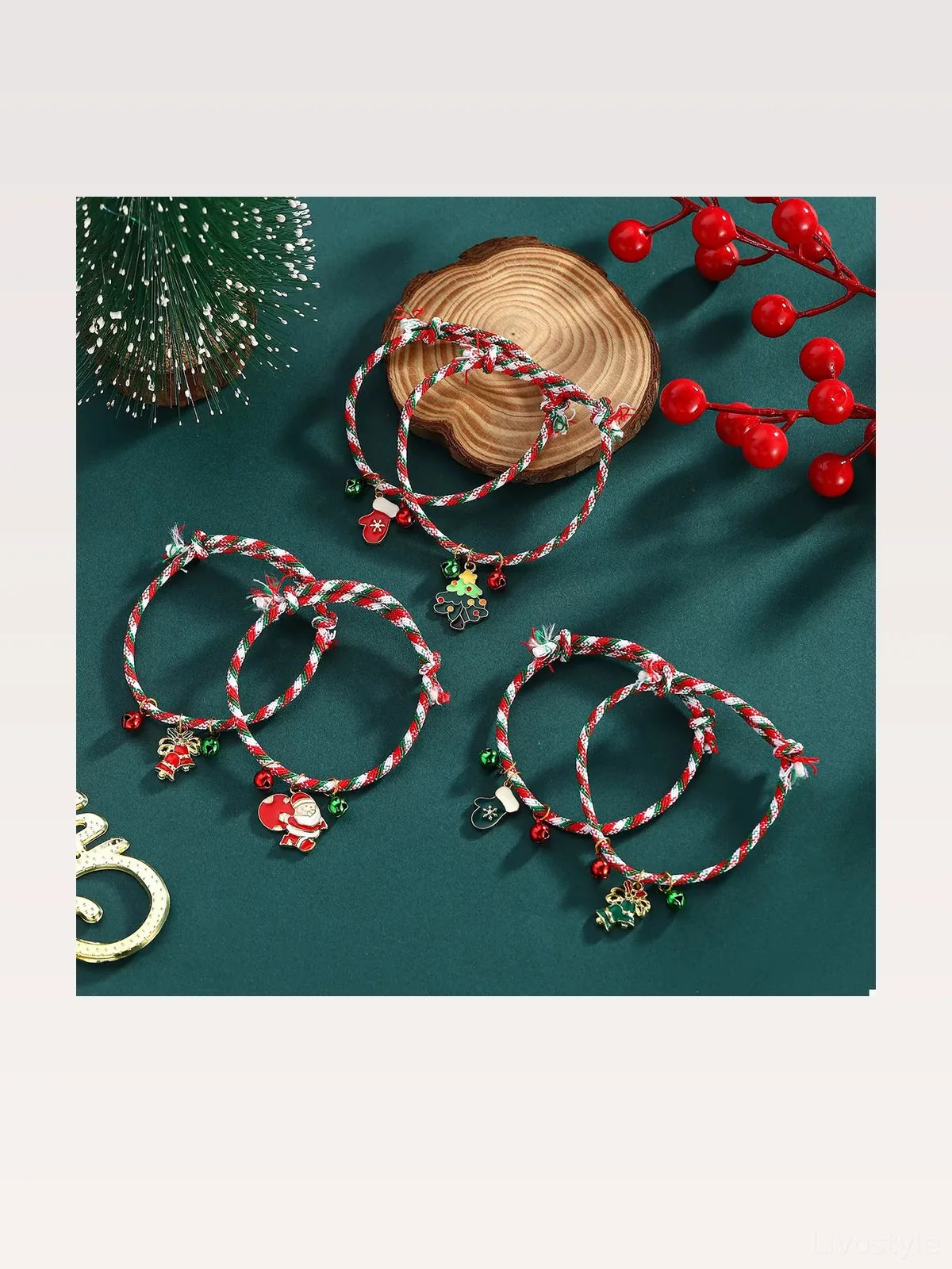 Christmas Charm Braided Rope Bracelet — styled showcase — Livostyle
