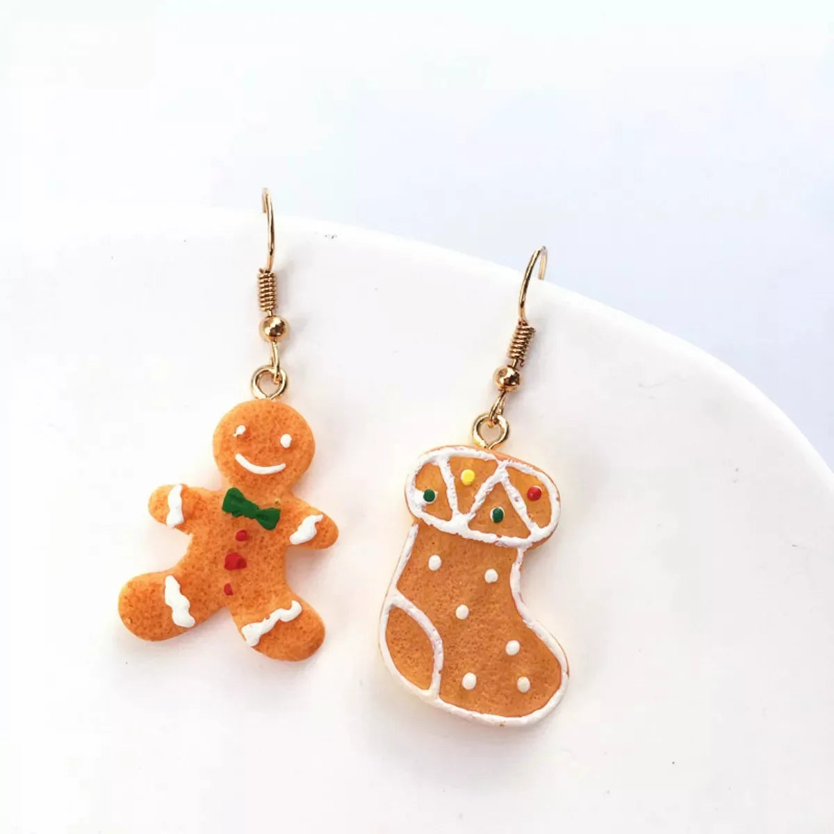 Christmas Gingerbread Man Drop Earrings — square view — Livostyle