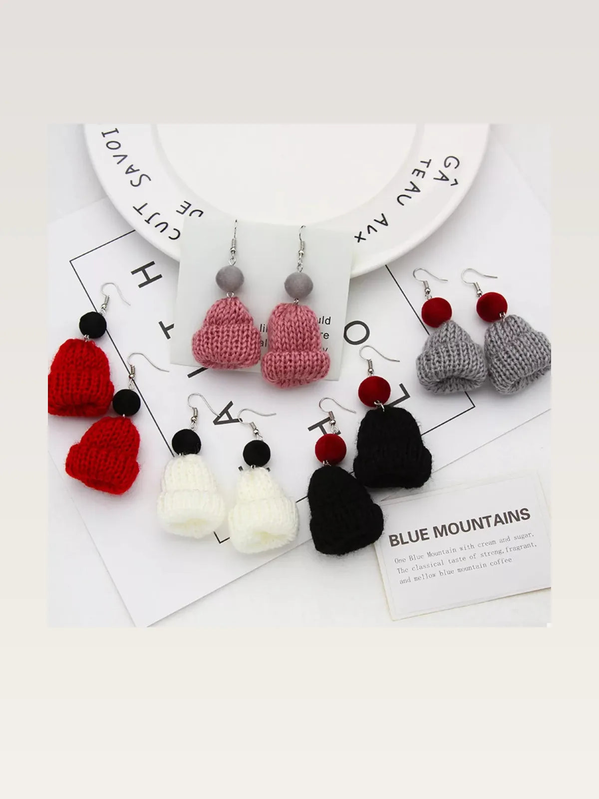 Christmas Knitted Beanie Earrings — styled showcase — Livostyle