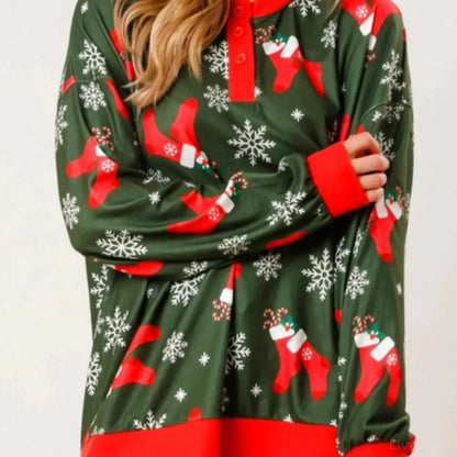 Christmas Long Sleeve Top and Pants Lounge Set — square view — Livostyle