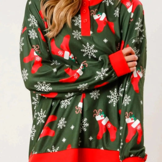 Christmas Long Sleeve Top and Pants Lounge Set — square view — Livostyle