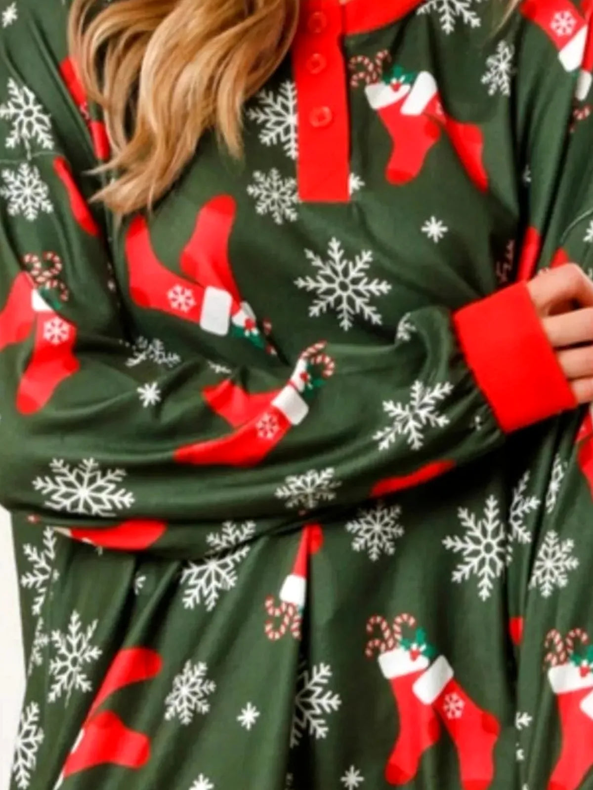 Christmas Long Sleeve Top and Pants Lounge Set — detail view — Livostyle