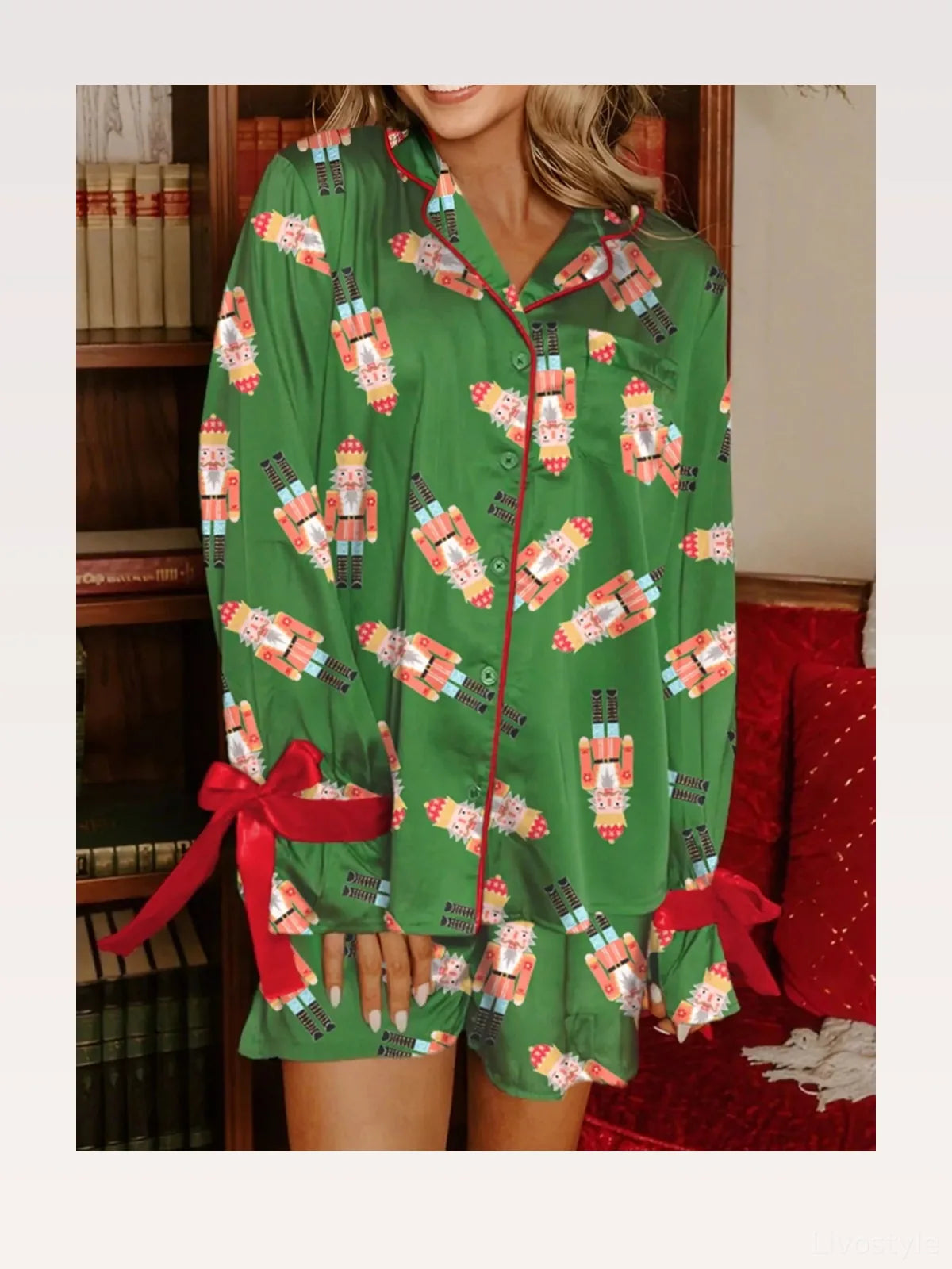 Christmas Nutcracker Button Up Top and Shorts Lounge Set — styled showcase — Livostyle