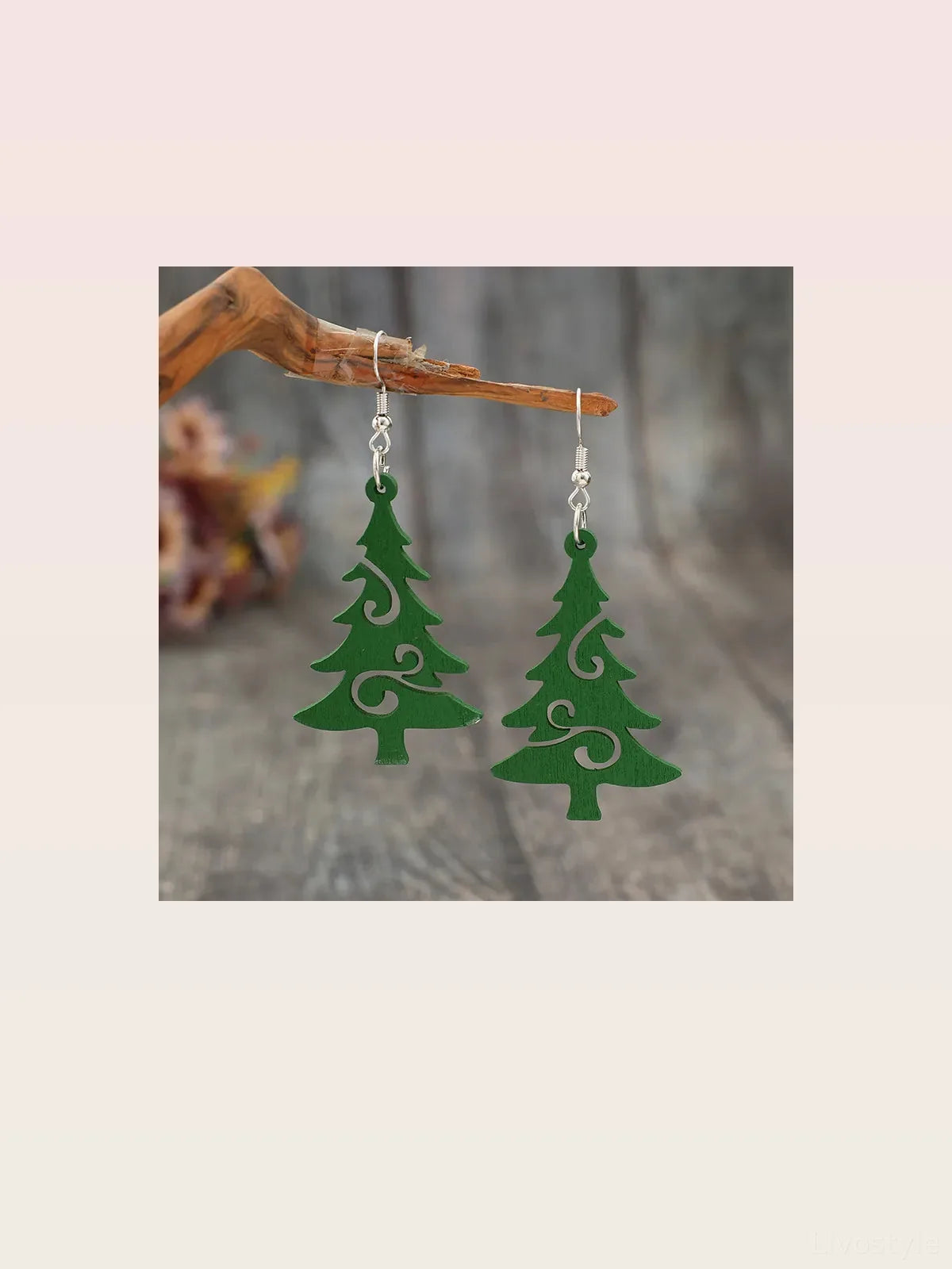 Christmas Tree Wooden Earrings — styled showcase — Livostyle