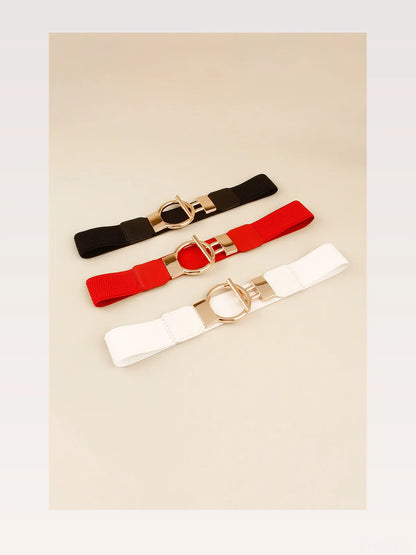 Circle Shape Buckle Zinc Alloy Buckle PU Leather Belt — styled showcase — Livostyle