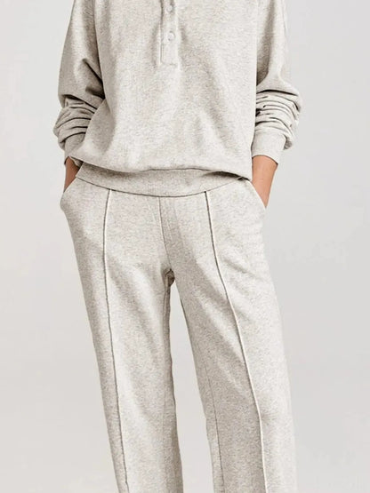 Collared Sweatshirt and High Waist Pants Active Set — detail view — Livostyle