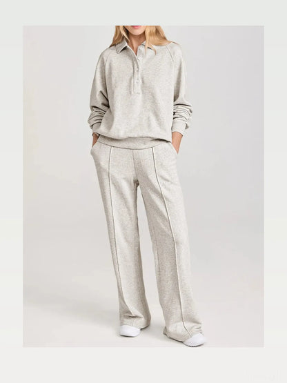 Collared Sweatshirt and High Waist Pants Active Set — styled showcase — Livostyle