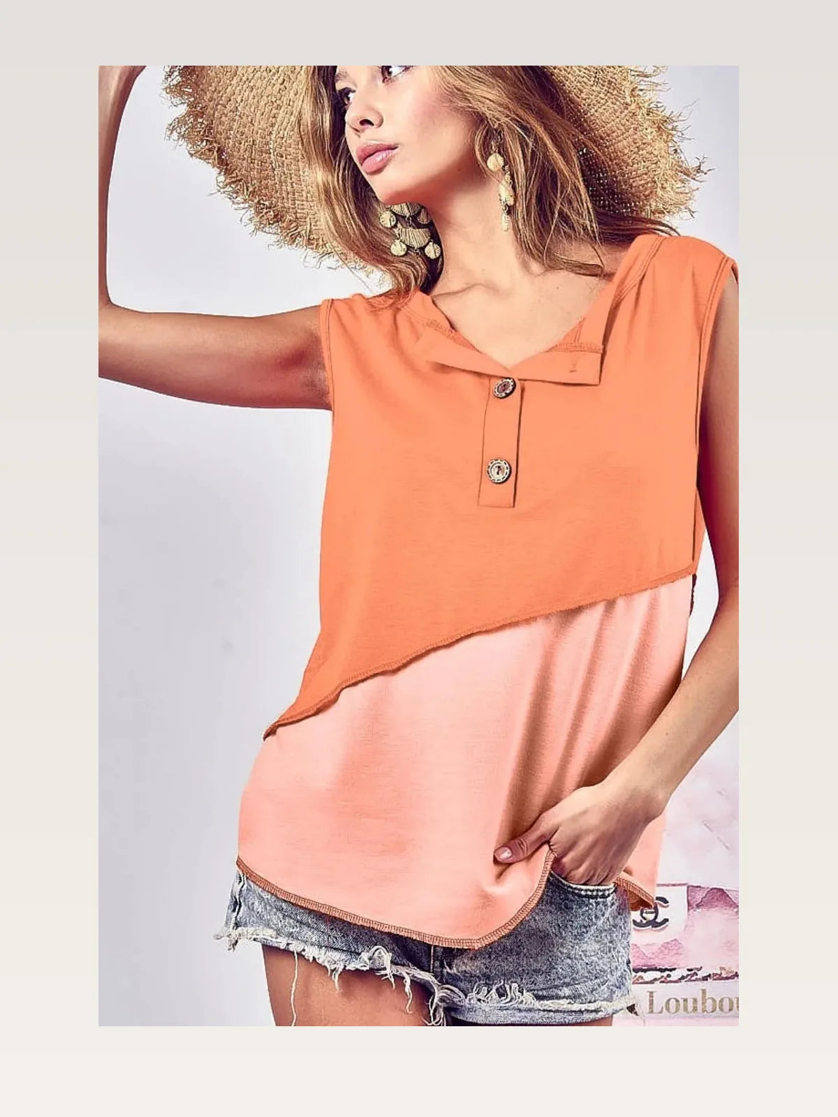 Trendy Henley Top with Color Block & Contrast Stitching — styled showcase — Livostyle