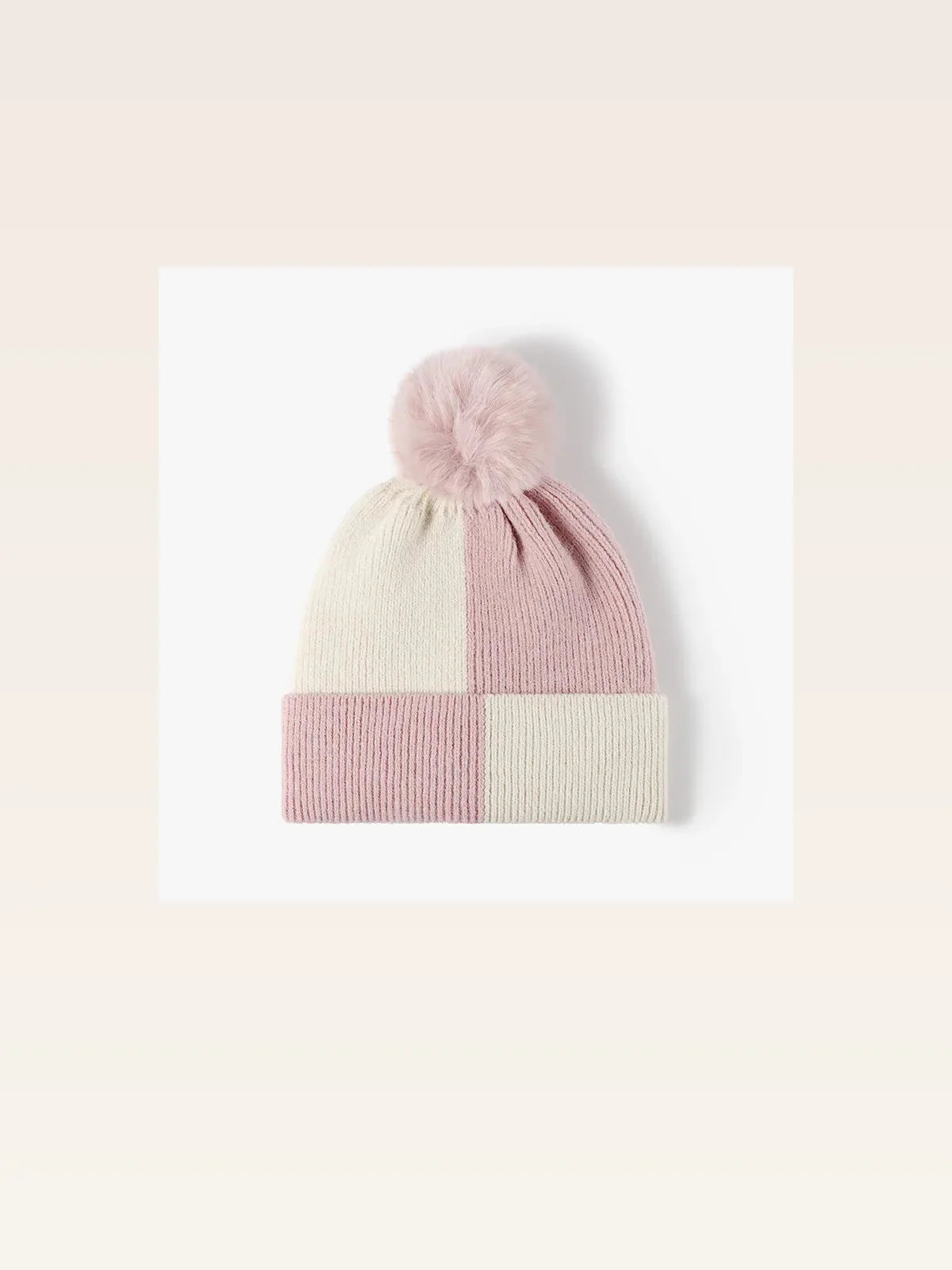 Color Block Knit Hat with Pom-pom — styled showcase — Livostyle