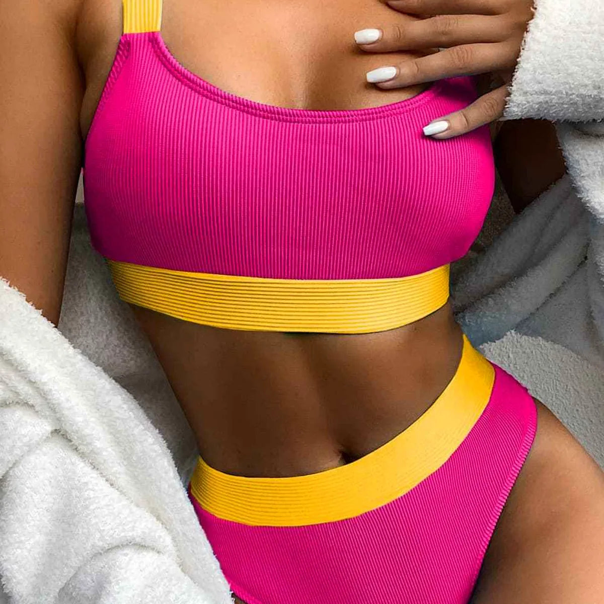 Color Block Scoop Neck Bikini Set — square view — Livostyle