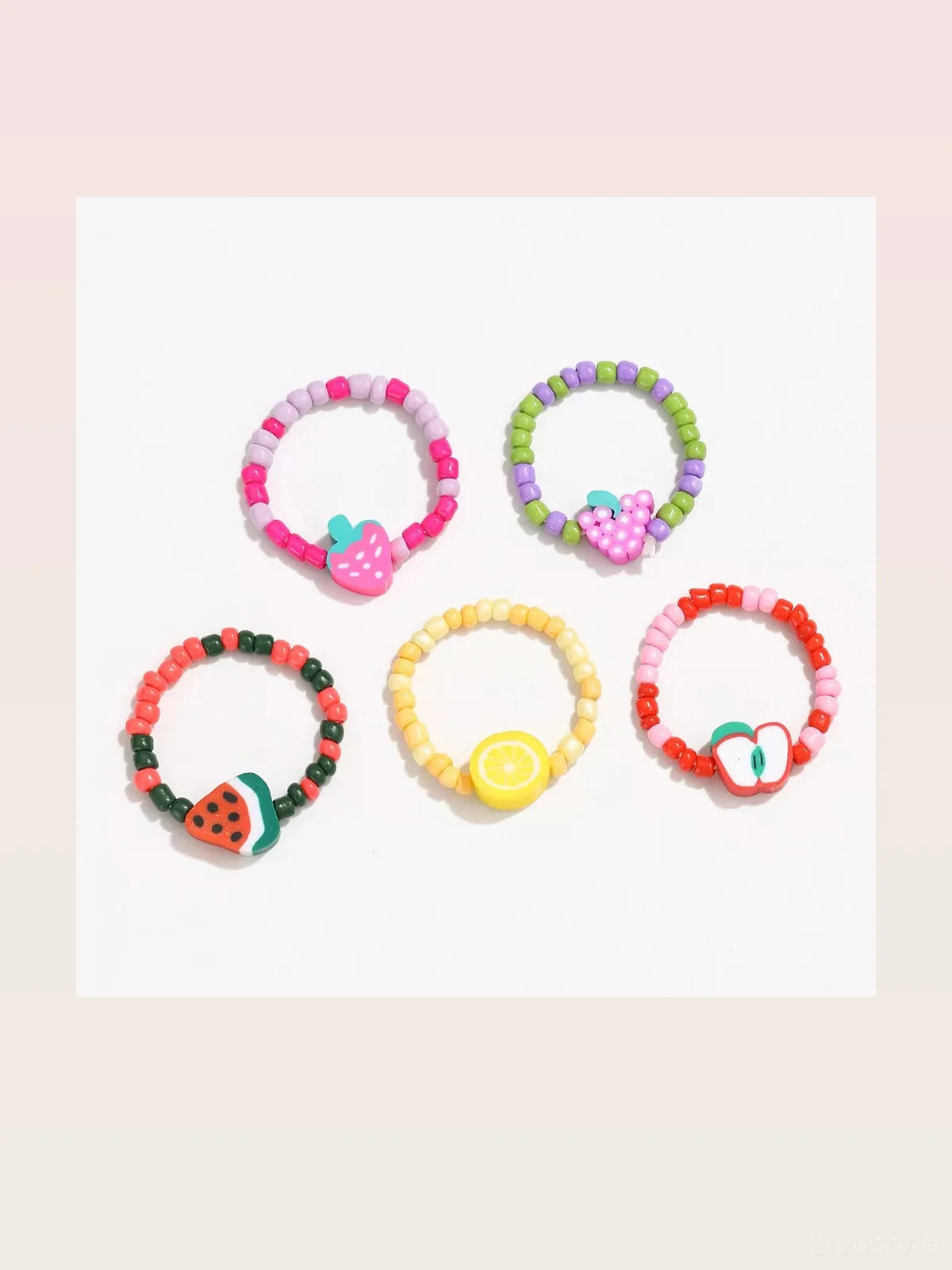 Colorful Fruit Charm Beaded Ring — styled showcase — Livostyle