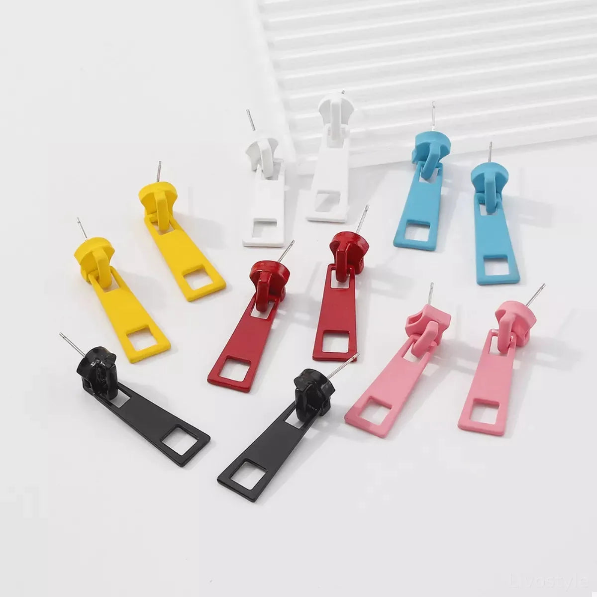 Colorful Zipper Drop Earrings — square view — Livostyle