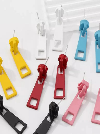 Colorful Zipper Drop Earrings — detail view — Livostyle