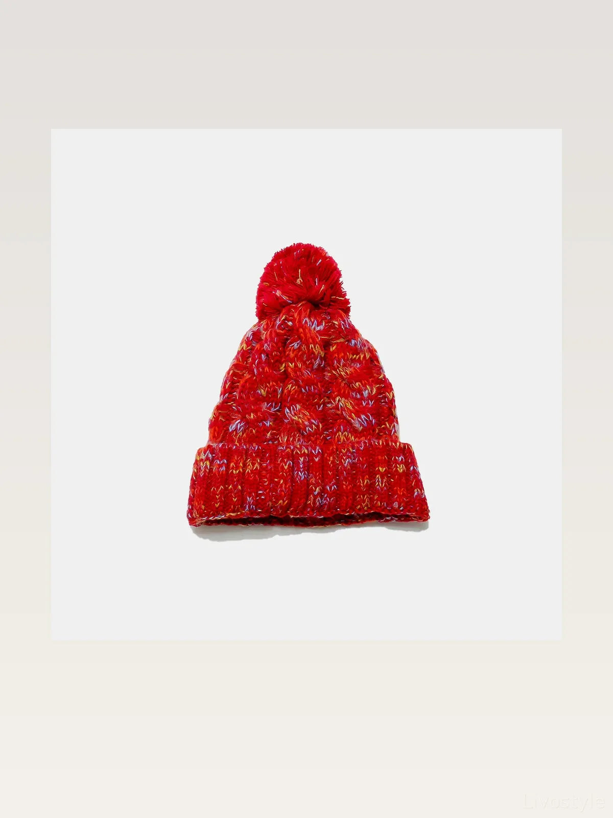 Contrast Cable-Knit Hat with Pompom — styled showcase — Livostyle