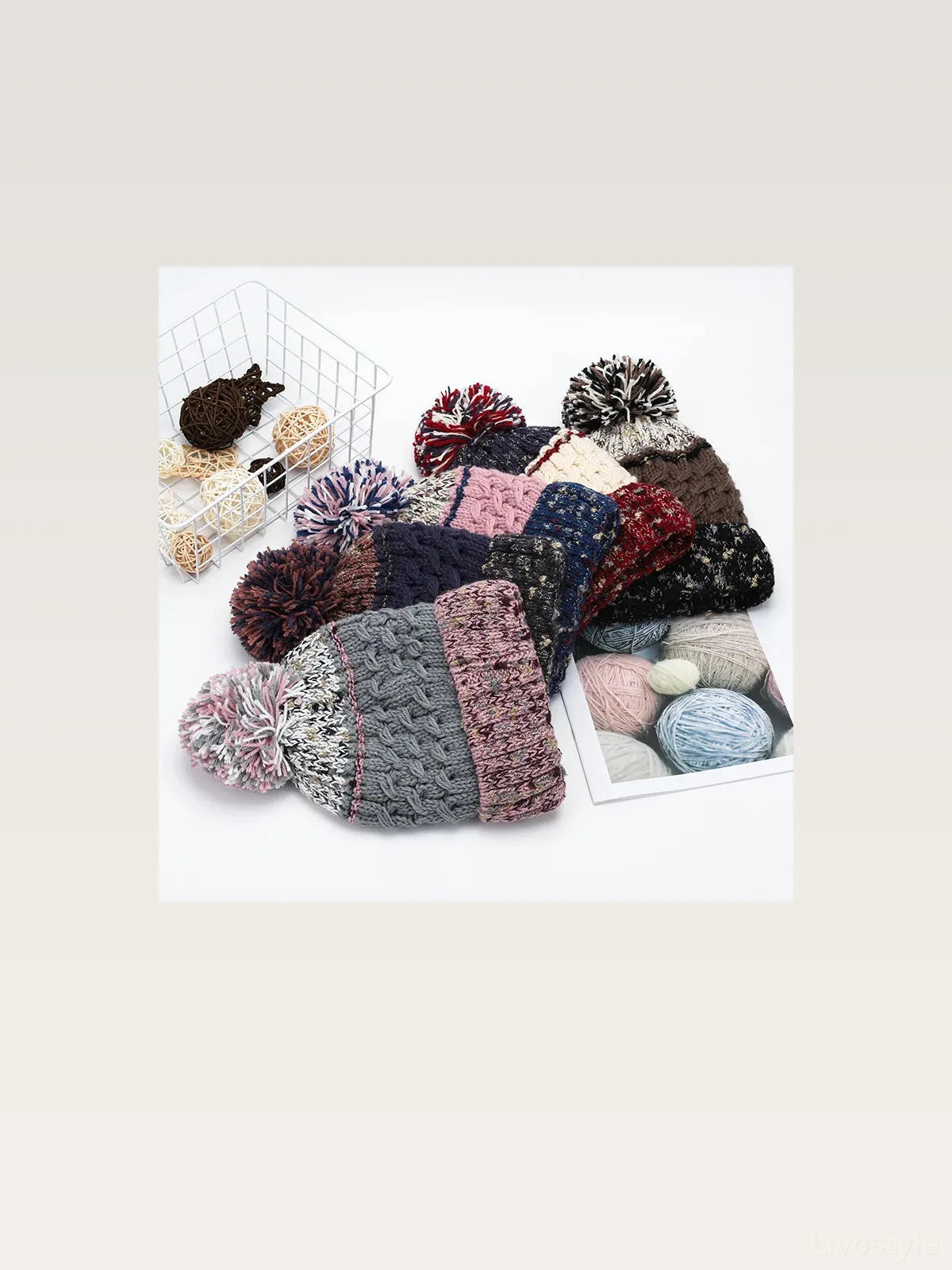 Contrast Thermal Hat with Pompom — styled showcase — Livostyle