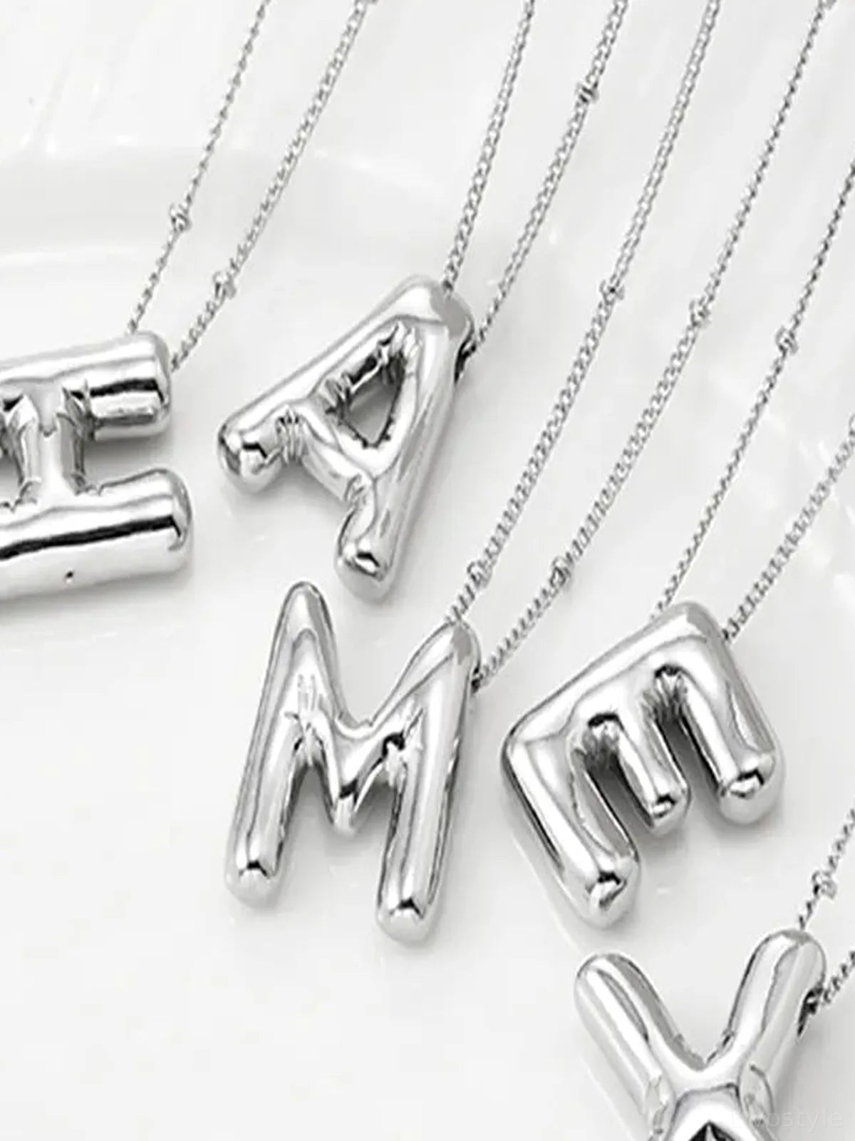 Copper Bubble Letter B Pendant Necklace — detail view — Livostyle