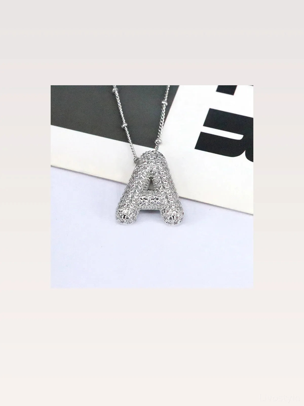 Copper Inlaid Zircon Letter A Pendant Necklace — styled showcase — Livostyle