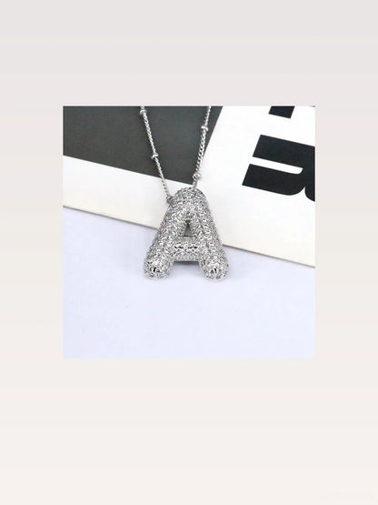 Copper Inlaid Zircon Letter A Pendant Necklace — styled showcase — Livostyle
