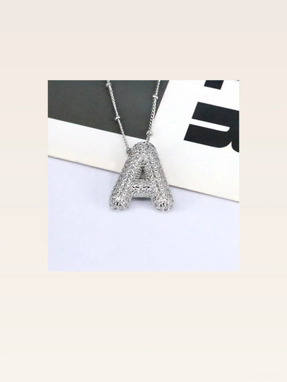 Copper Inlaid Zircon Letter A Pendant Necklace — styled showcase — Livostyle