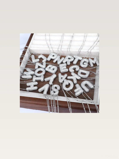 Copper Inlaid Zircon Letter M Pendant Necklace — styled showcase — Livostyle