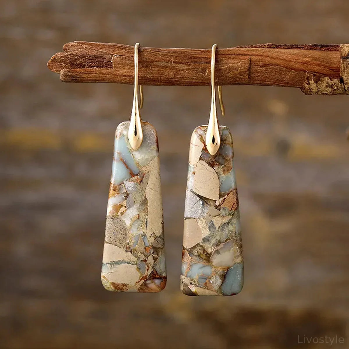 Copper Natural Stone Earrings — square view — Livostyle