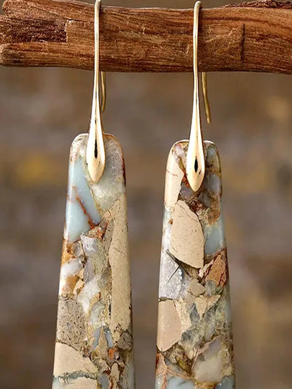 Copper Natural Stone Earrings — detail view — Livostyle