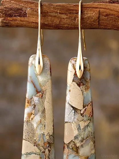 Copper Natural Stone Earrings — detail view — Livostyle