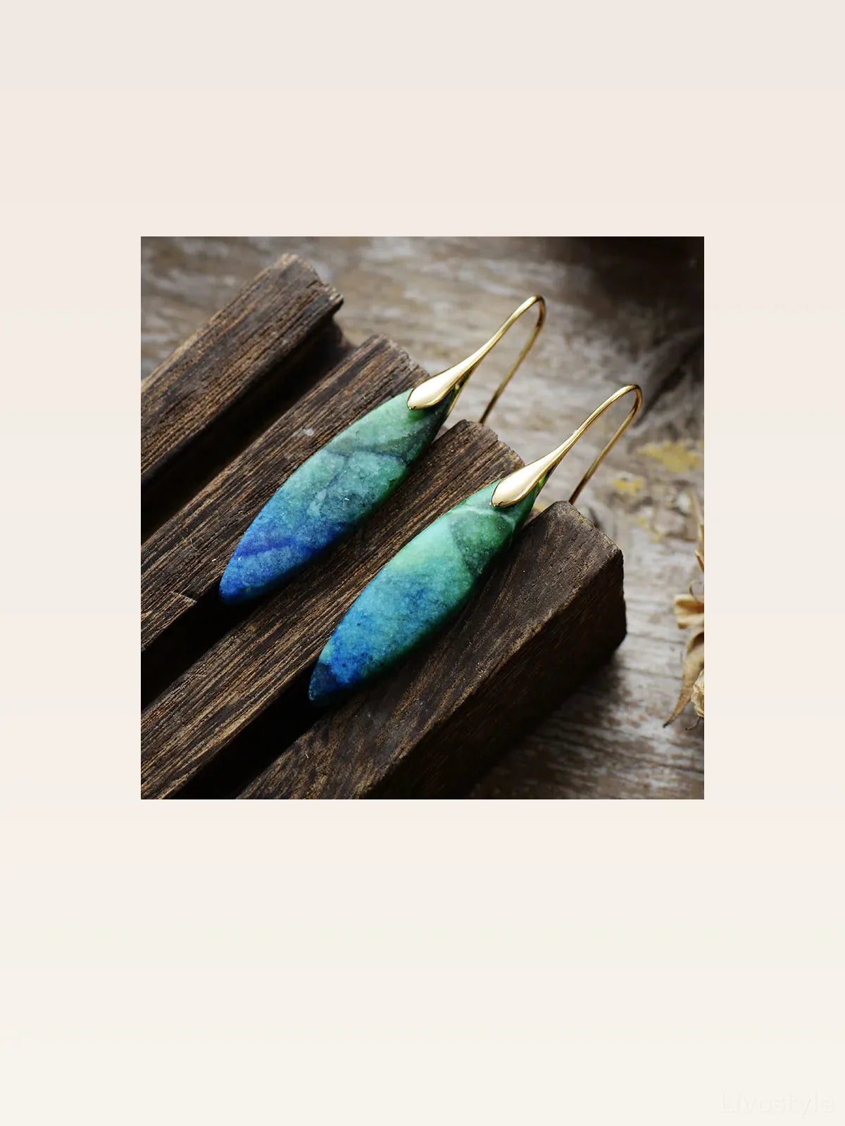 Copper Natural Stone Geometric Shape Earrings — styled showcase — Livostyle