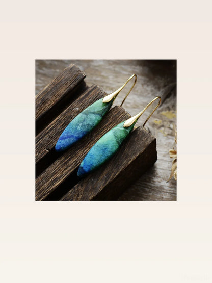 Copper Natural Stone Geometric Shape Earrings — styled showcase — Livostyle