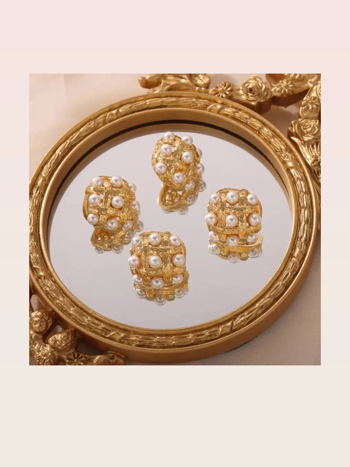 Copper Shell Pearl Stud Earrings — styled showcase — Livostyle