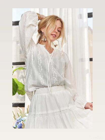 Bohemian Style 100% Cotton Peasant Top — styled showcase — Livostyle