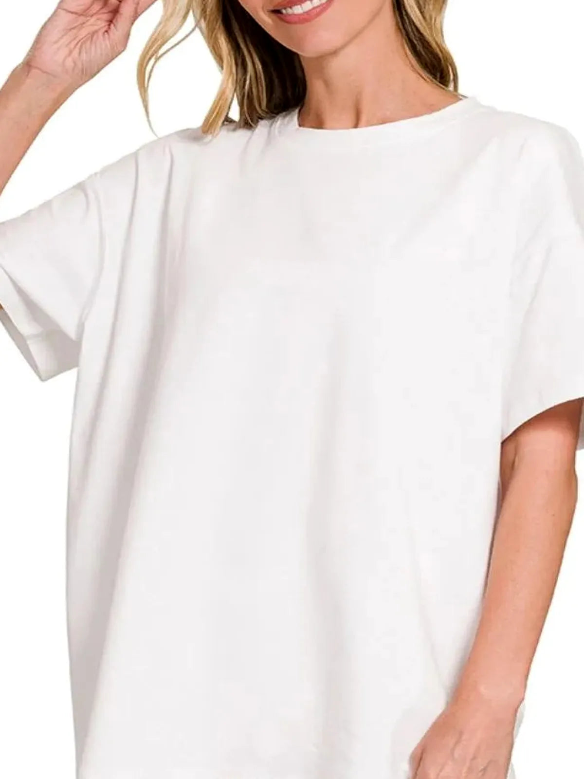 Cotton Round Neck Top & Biker Shorts — detail view — Livostyle