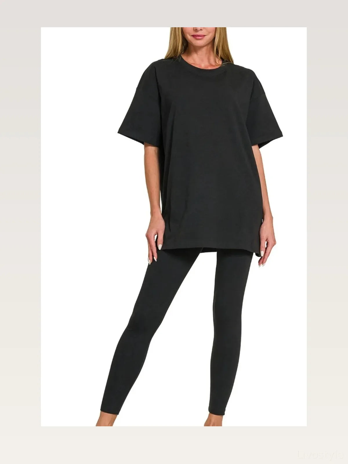 Cotton Round-Neck Top & Legging Set — styled showcase — Livostyle