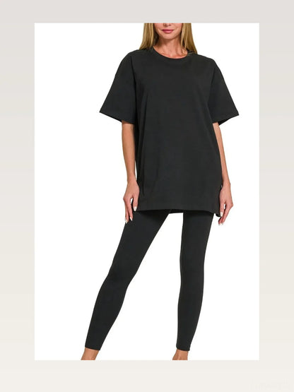 Cotton Round-Neck Top & Legging Set — styled showcase — Livostyle