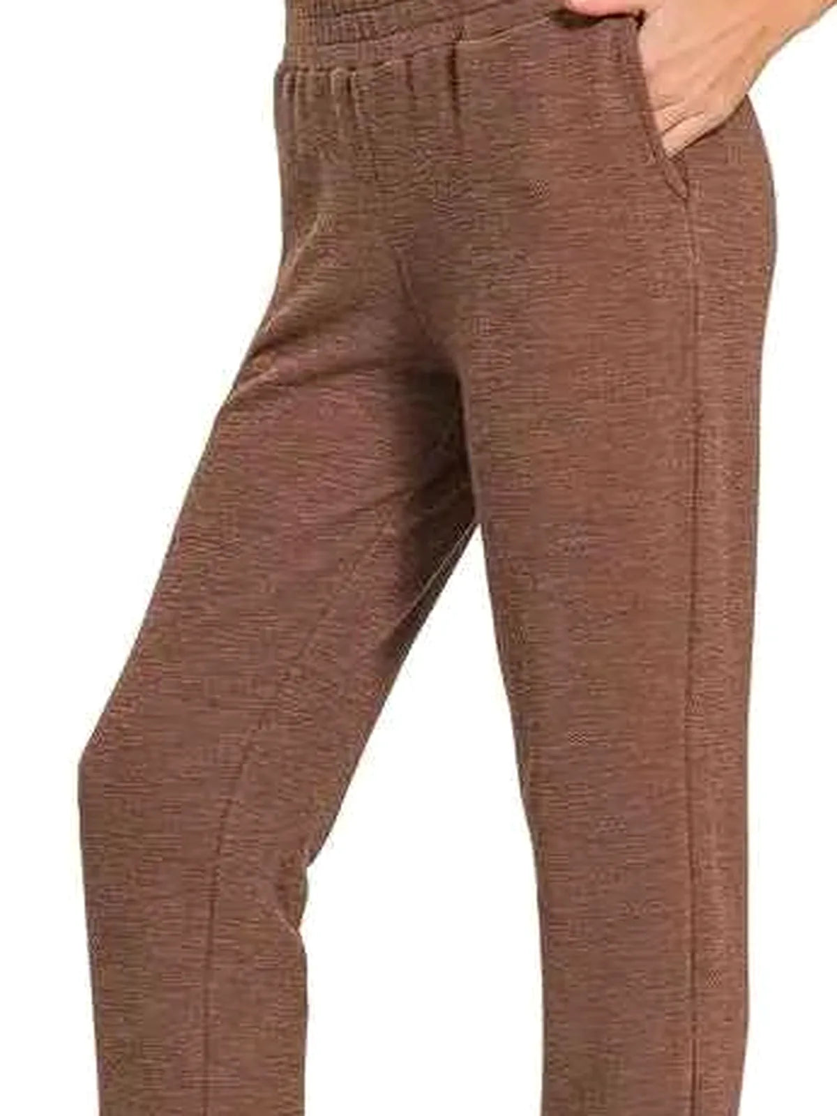 Cotton Slub Jogger Pants in BROWN — detail view — Livostyle