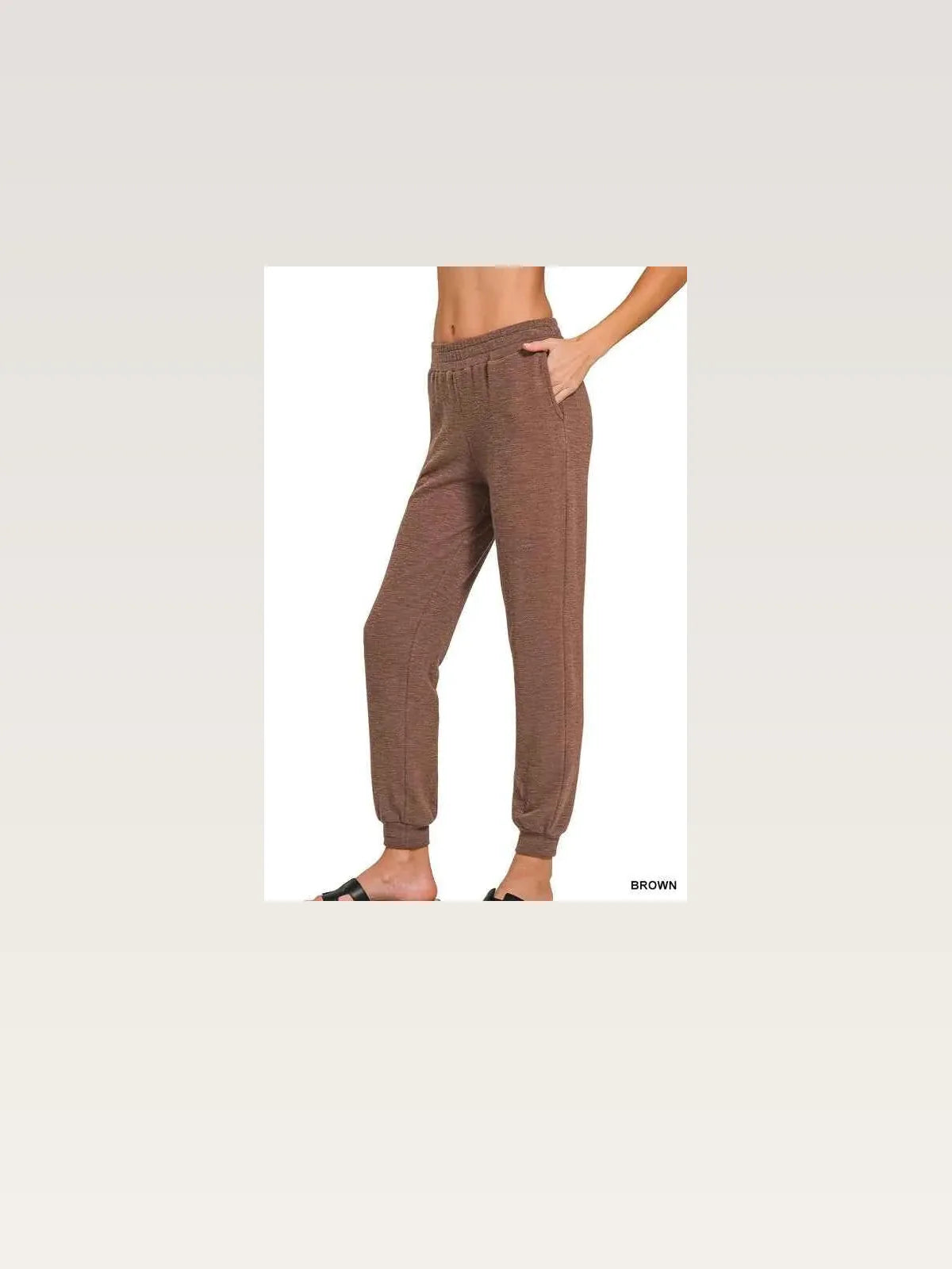 Cotton Slub Jogger Pants in BROWN — styled showcase — Livostyle