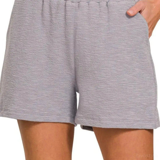 Cotton Slub Shorts in Sleet — square view — Livostyle