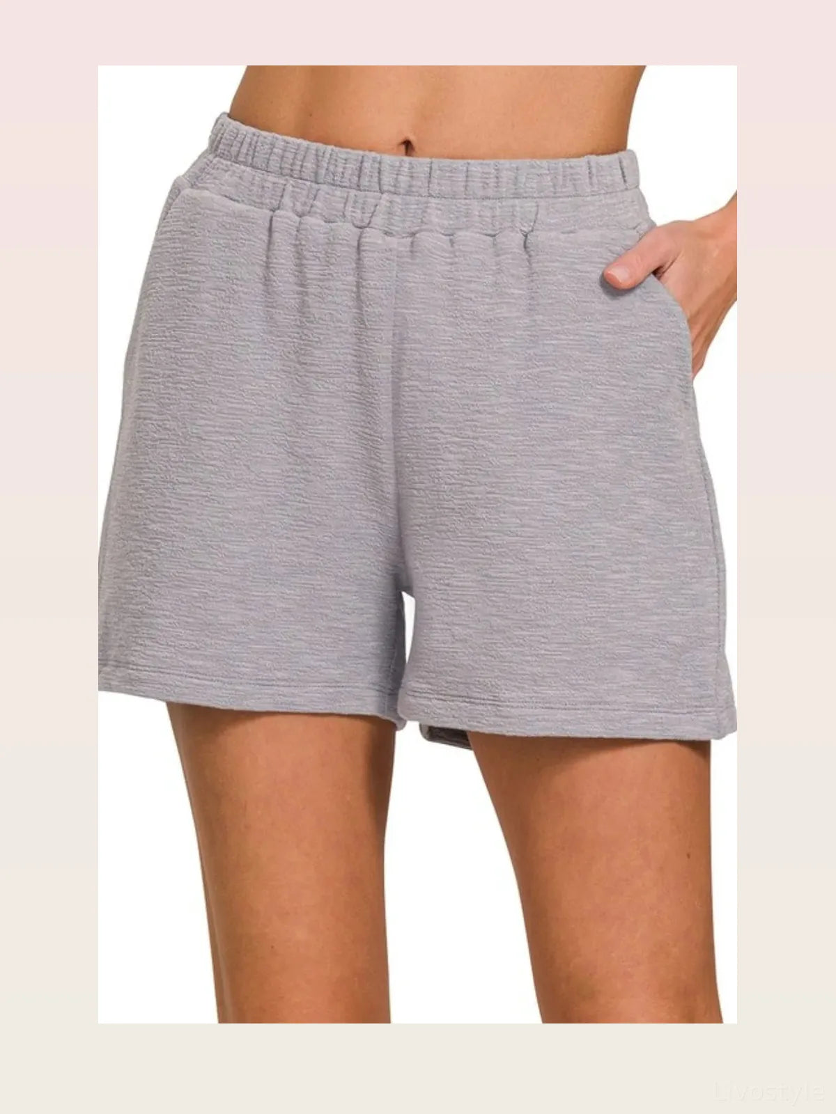 Relaxed Cotton Slub Shorts with Drawstring and Pockets – photo 3