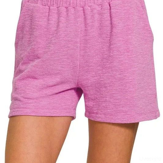Cotton Slub Shorts in H MAUVE — square view — Livostyle