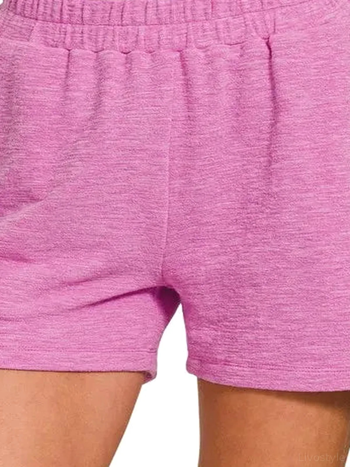 Cotton Slub Shorts in H MAUVE — detail view — Livostyle
