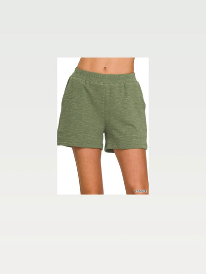 Cotton Slub Shorts in Lt Olive — styled showcase — Livostyle