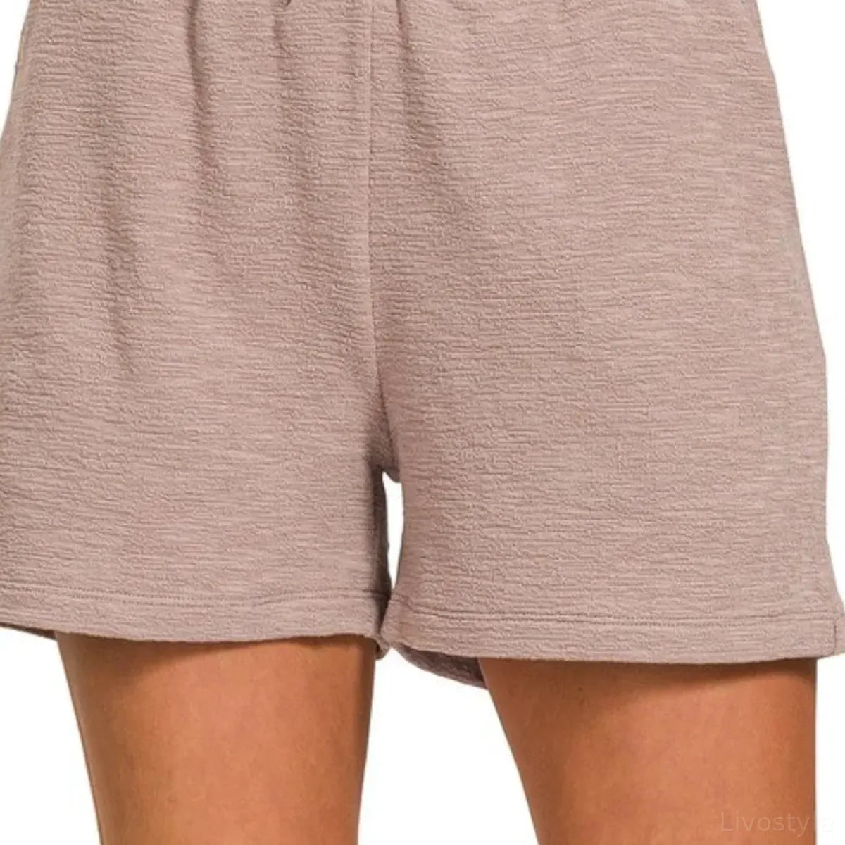 Cotton Slub Shorts in Ash Mocha — square view — Livostyle
